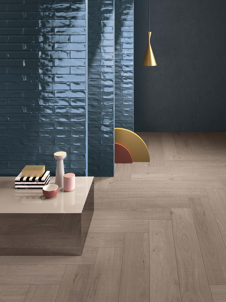 Brick Blu & Tan Wood
